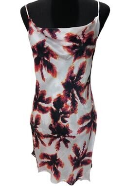 New ~ AREA STARS ~Palm Print Mini Dress In White Multi L 100% VISCOSE